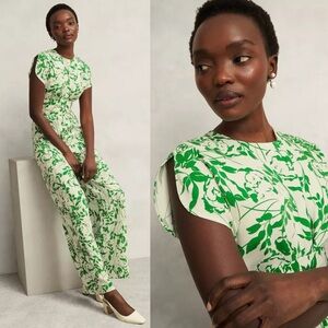 NWT! Hobbs London Cressida Floral Jumpsuit 16 Petite Cream Green Spring Wedding